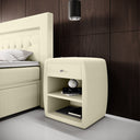 Designer bedside table Lilly with USB port in Bouclé