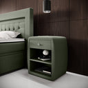 Designer bedside table Lilly with USB port in Bouclé