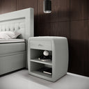 Designer bedside table Lilly with USB port in Bouclé