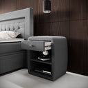 Designer bedside table Lilly with USB port in Bouclé