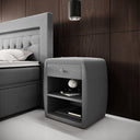 Designer bedside table Lilly with USB port in Bouclé
