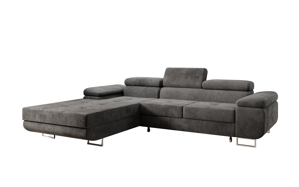Designer sofa Calvera with sleep and folding function in Corduroy