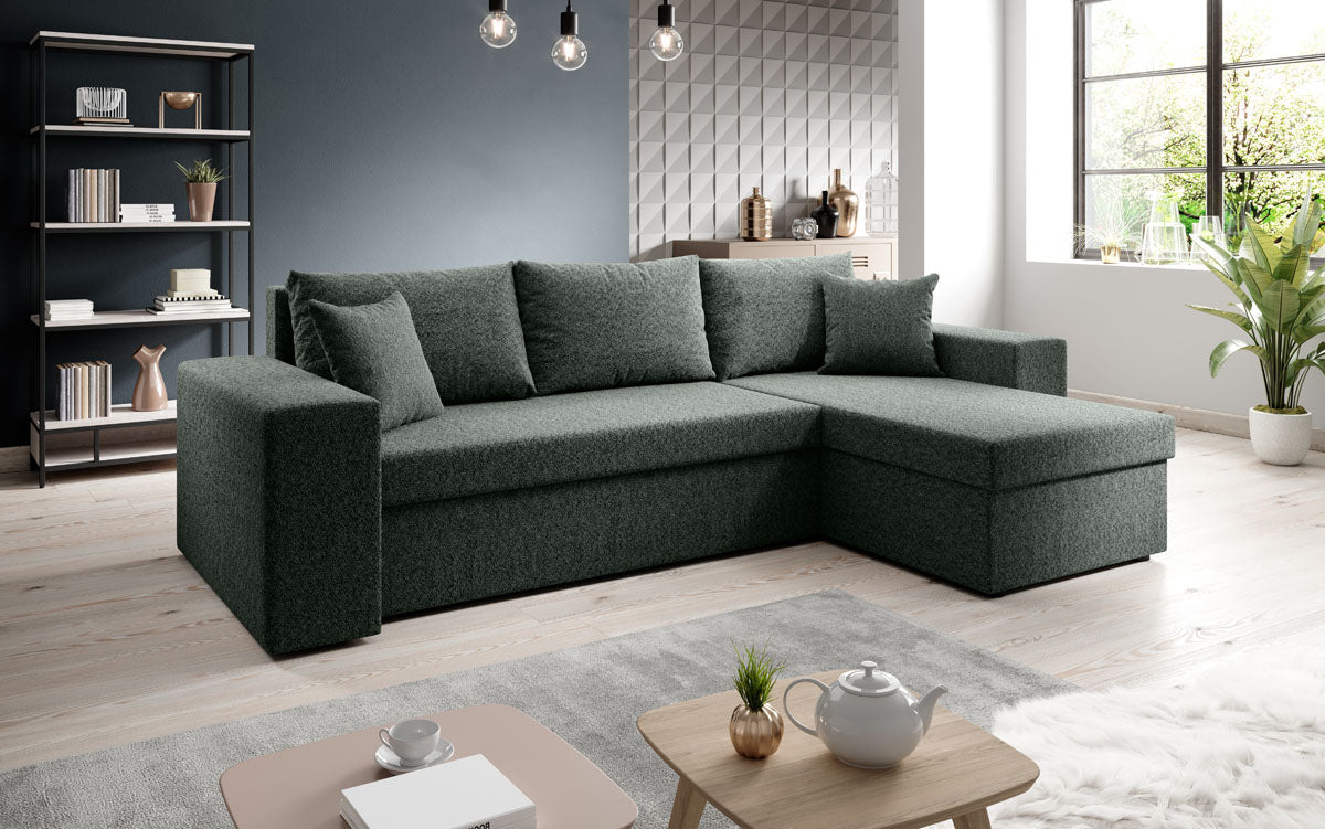 Designer Sofa Denver Bouclé mit Schlaf- und Klappfunktion