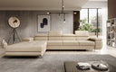 Designer corner sofa Calvera Maxi with sleeping and fold-out function in bouclé