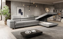 Designer corner sofa Calvera Maxi with sleeping and fold-out function in bouclé