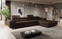 Designer corner sofa Calvera Maxi with sleeping and fold-out function in bouclé