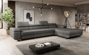 Designer corner sofa Calvera Maxi with sleeping and fold-out function in bouclé