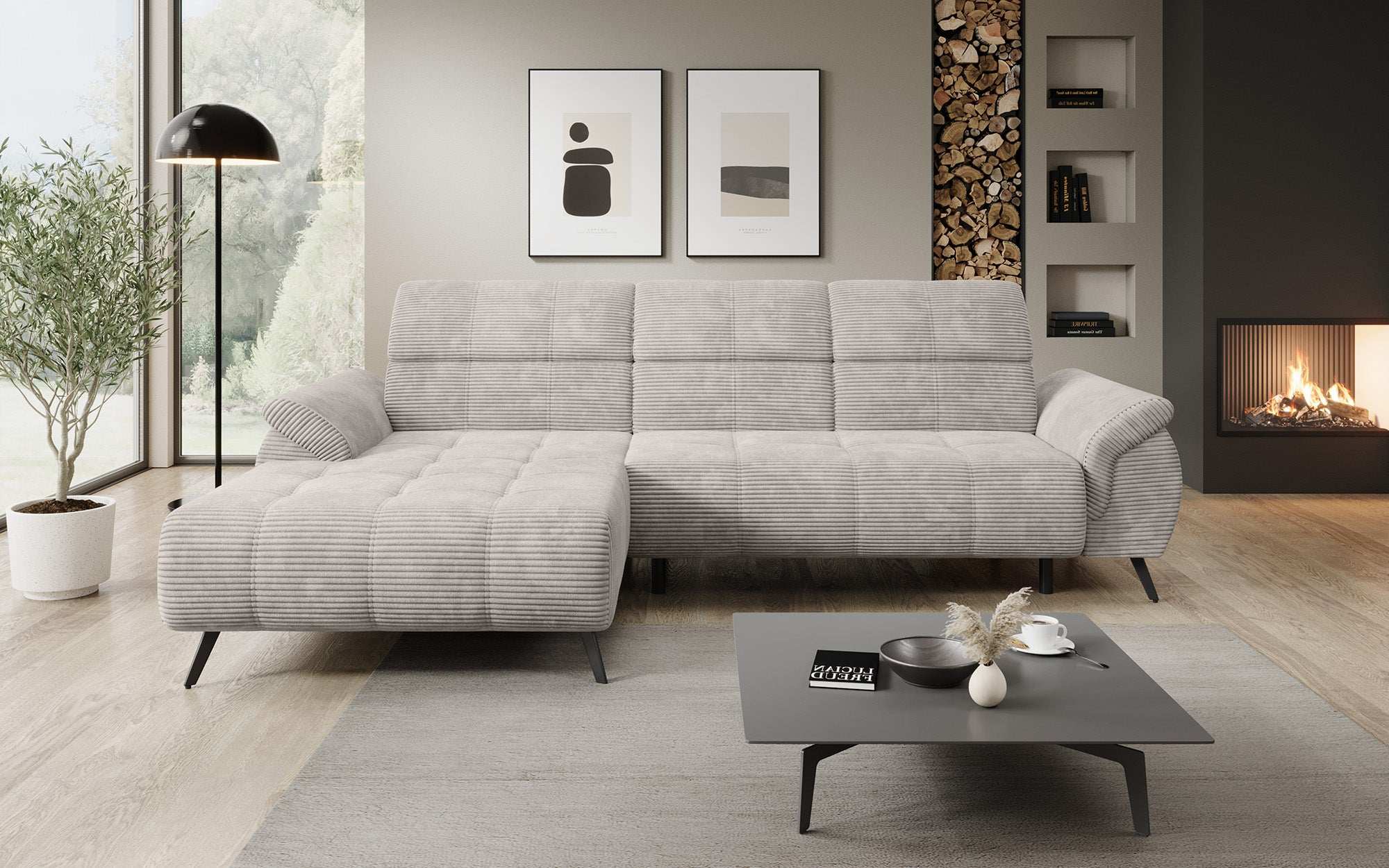 Designer Sofa Genova I mit elektrischer Sitzverlängerung, USB Anschluss