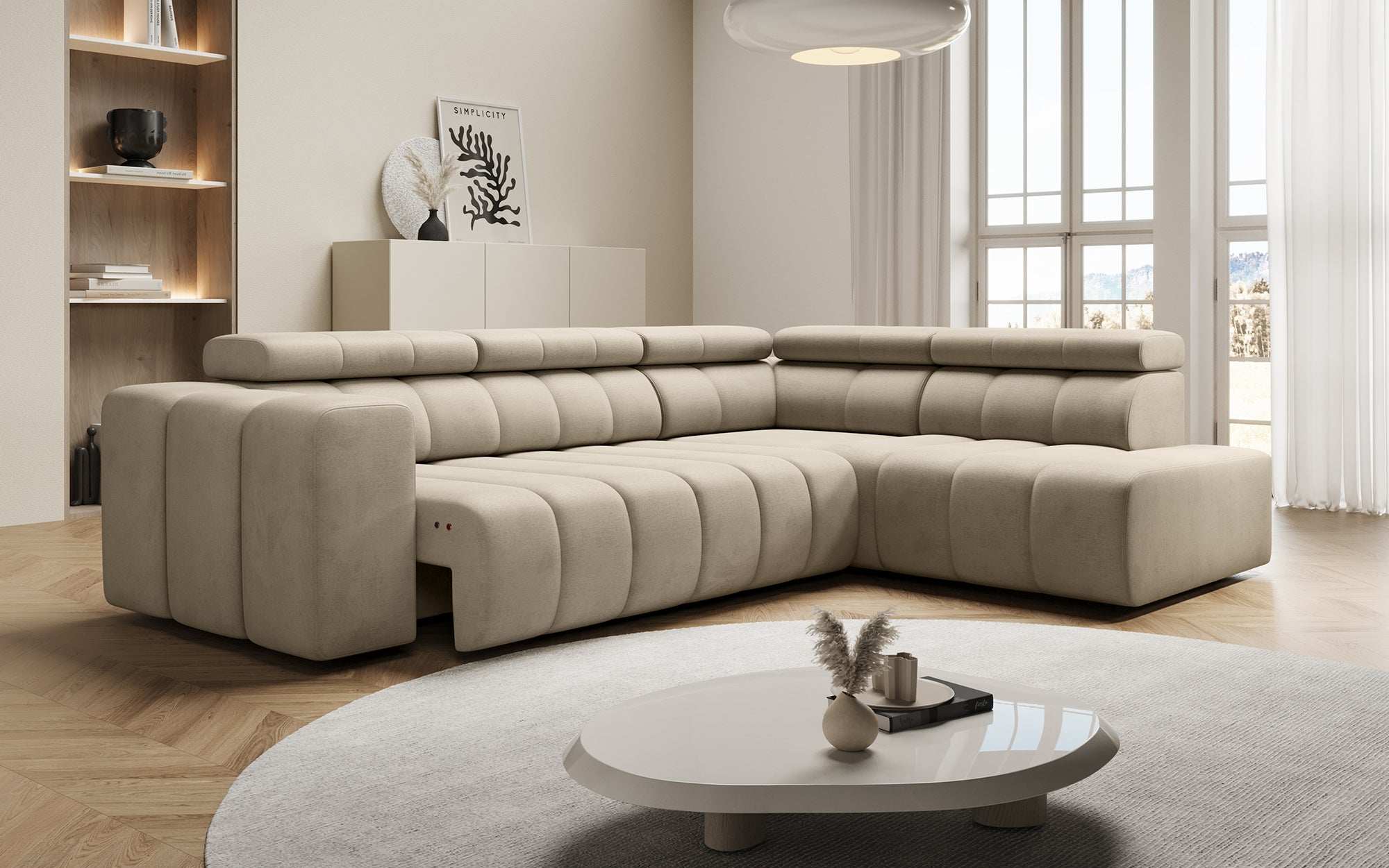 Designer Sofa Aurora L mit elektrischer Schlaffunktion