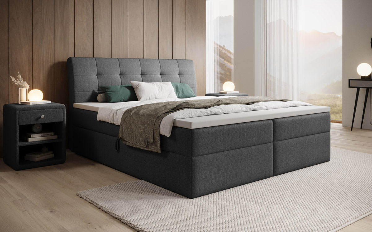 Boxspringbett Amalia Bouclé mit Stauraum