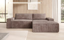 Designer corner sofa Corino in Corduroy with sleeping and folding function