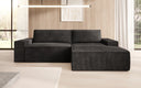 Designer corner sofa Corino in Corduroy with sleeping and folding function