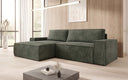 Designer corner sofa Corino in Corduroy with sleeping and folding function