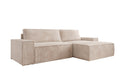 Designer corner sofa Corino in Corduroy with sleeping and folding function