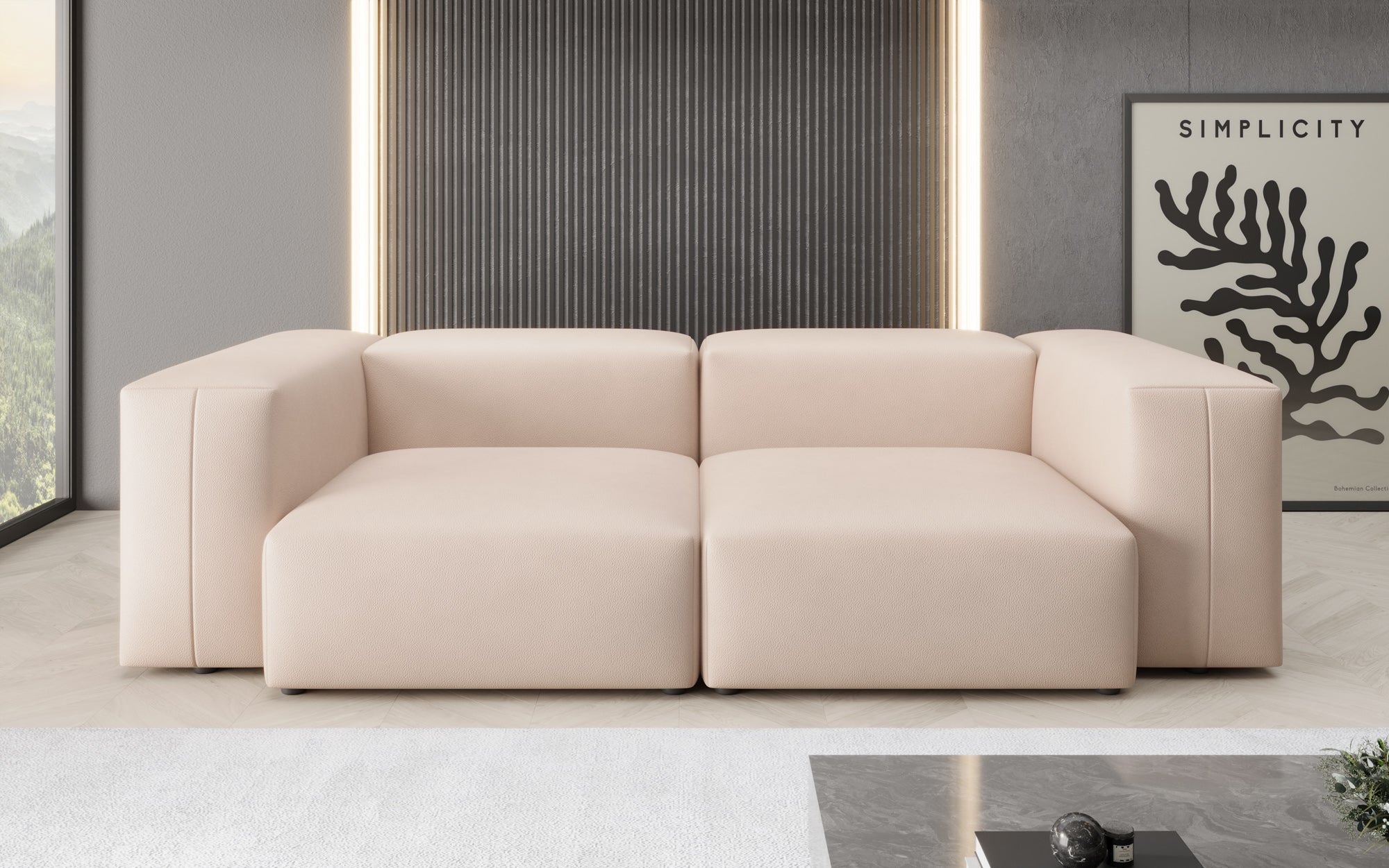 Designer 2-Seater Sofa Snug in Genuine Leather