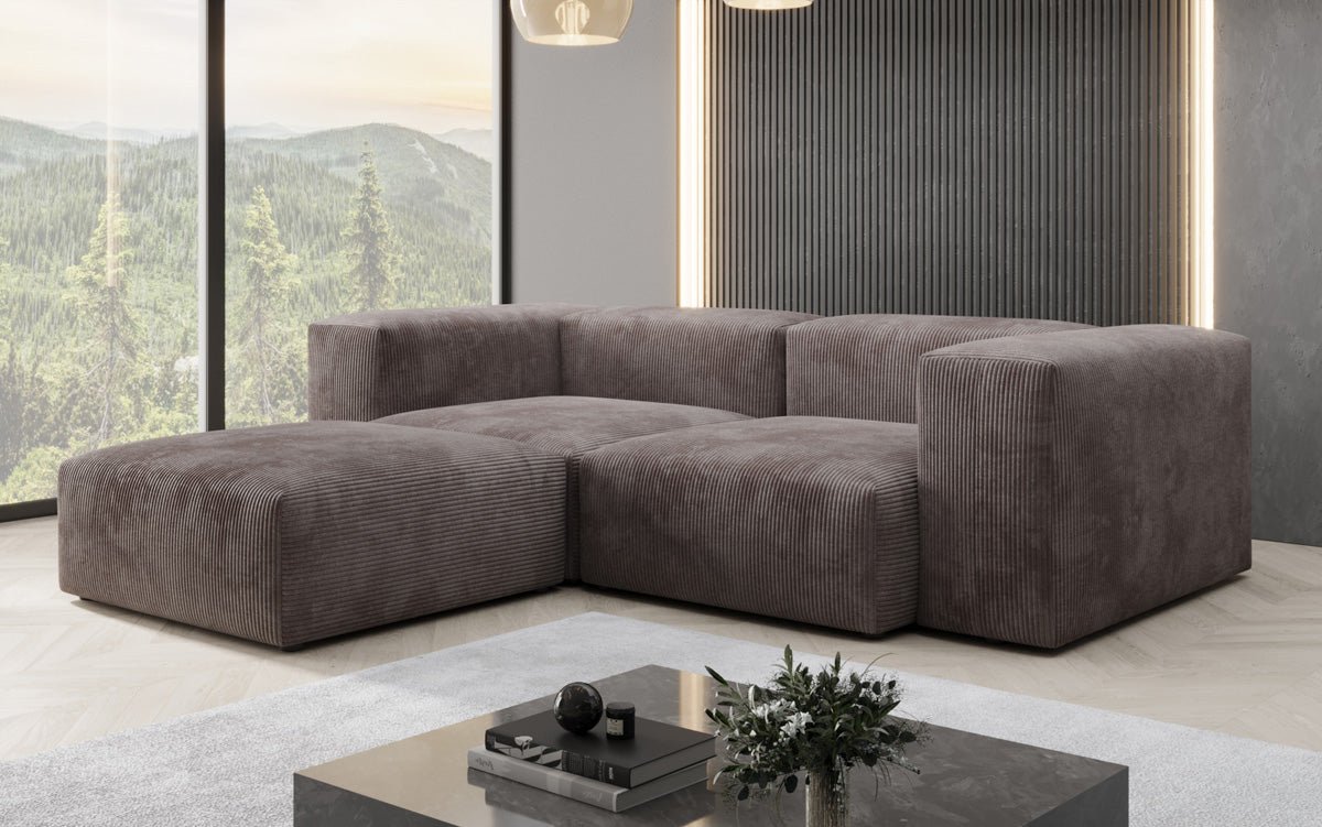 Designer L-shaped Sofa Snug Mini in Cord