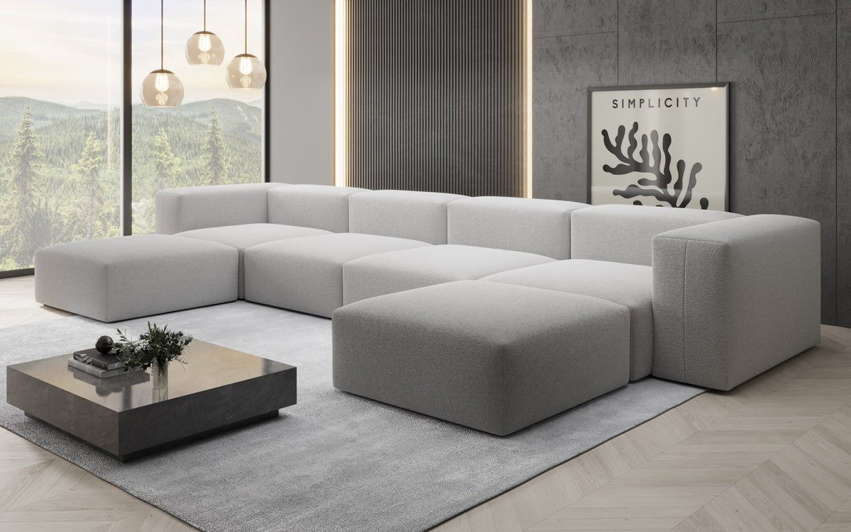 Designer U Sofa Snug in Bouclé