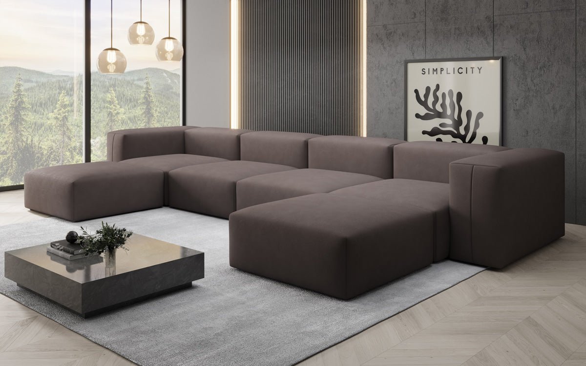 Designer U Sofa Snug in Fabric