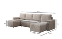Designer Sofa Melva U with sleeping and folding function in corduroy