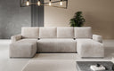 Designer Sofa Melva U with sleeping and folding function in corduroy