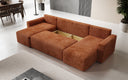 Designer Sofa Melva U with sleeping and folding function in corduroy