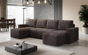 Designer Sofa Melva U with sleeping and folding function in corduroy
