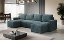 Designer Sofa Melva U with sleeping and folding function in corduroy