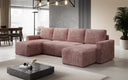 Designer Sofa Melva U with sleeping and folding function in corduroy