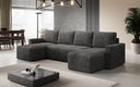 Designer Sofa Melva U with sleeping and folding function in corduroy