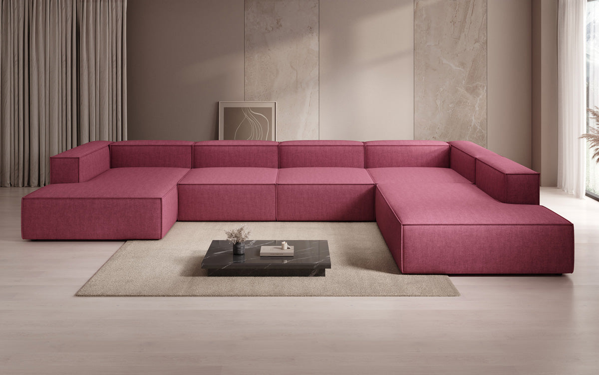 Designer sofa Lesley U XXL in linen look