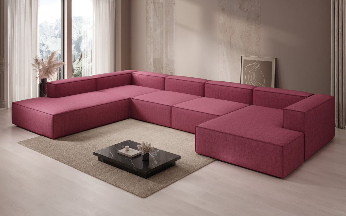 Designer sofa Lesley U XXL in linen look