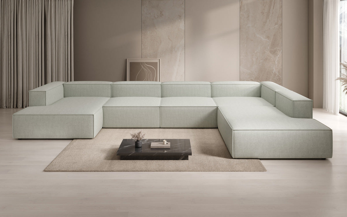 Designer sofa Lesley U XXL in linen look