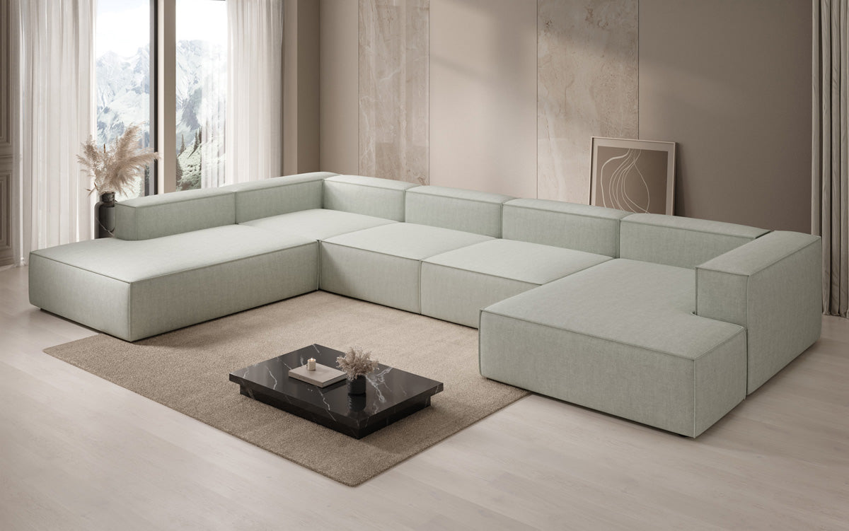 Designer sofa Lesley U XXL in linen look