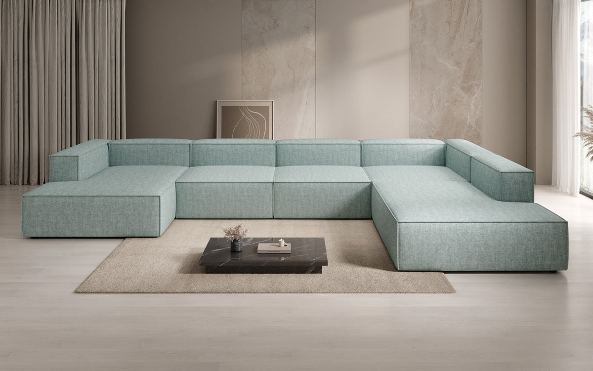 Designer sofa Lesley U XXL in linen look