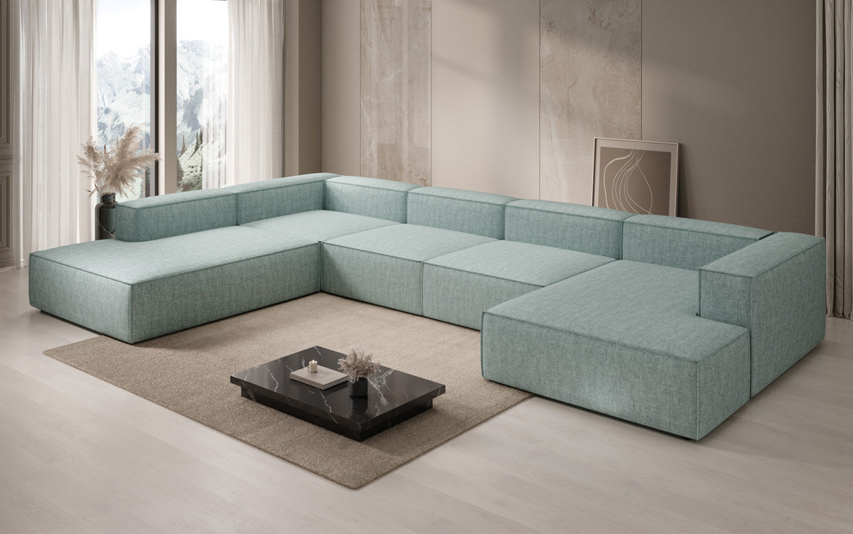 Designer sofa Lesley U XXL in linen look