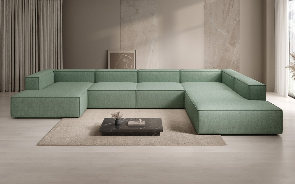 Designer sofa Lesley U XXL in linen look