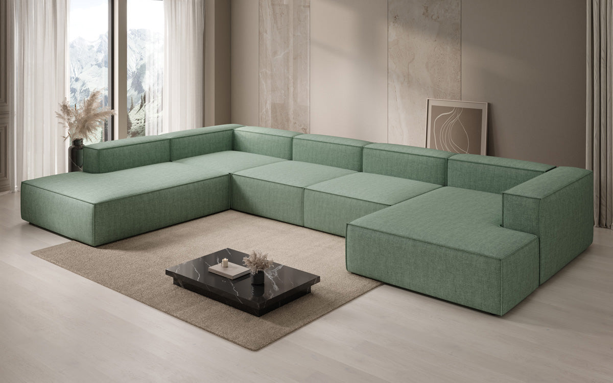 Designer sofa Lesley U XXL in linen look