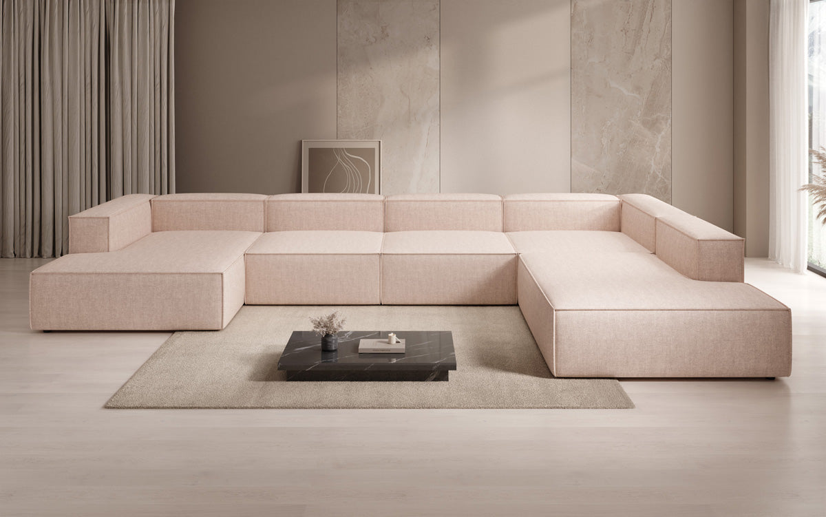 Designer sofa Lesley U XXL in linen look