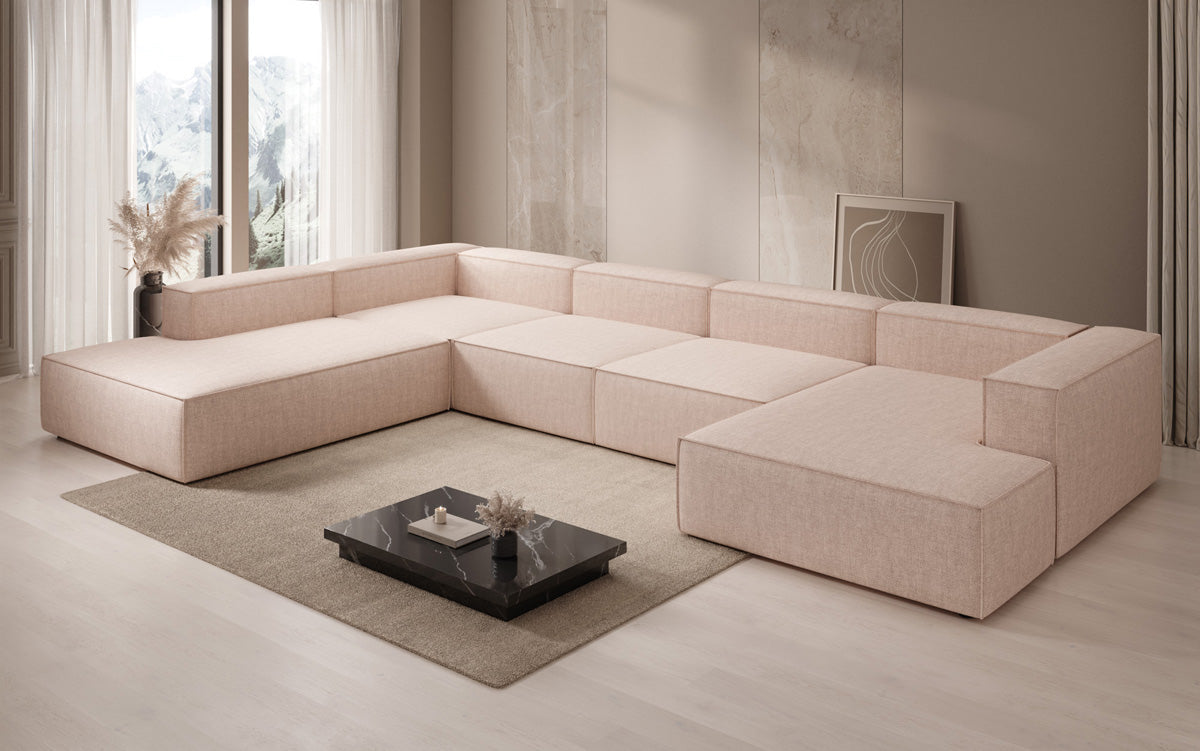 Designer sofa Lesley U XXL in linen look