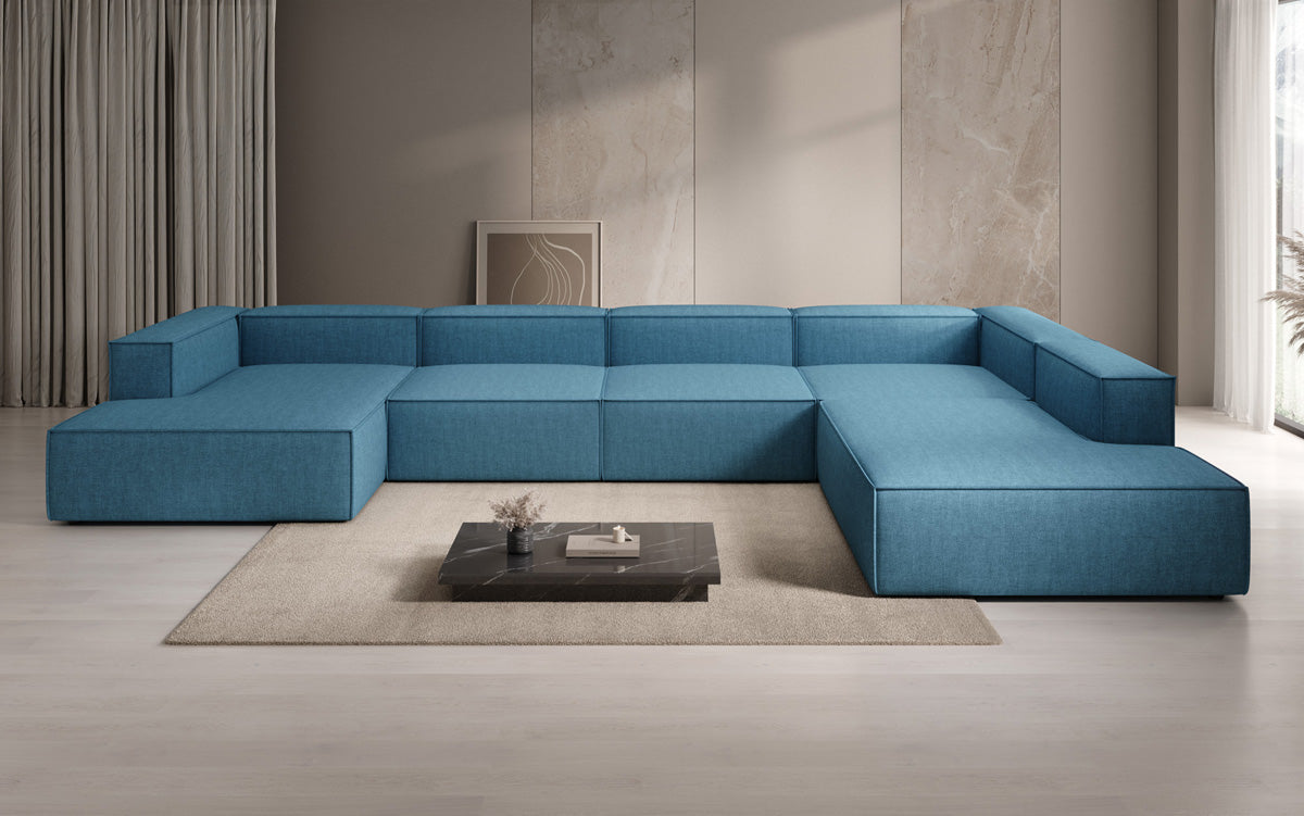 Designer sofa Lesley U XXL in linen look