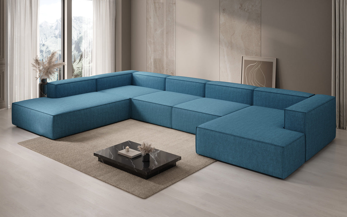 Designer sofa Lesley U XXL in linen look