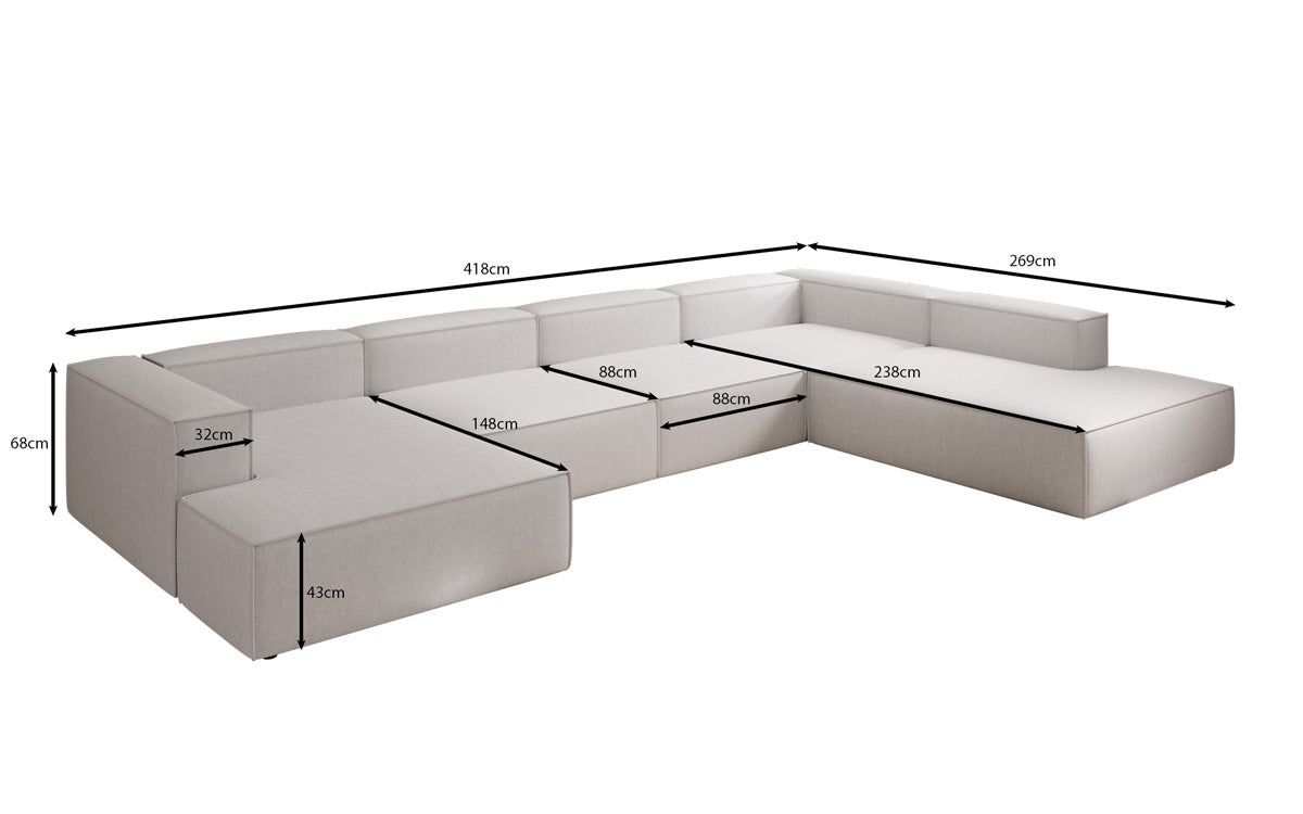 Designer sofa Lesley U XXL in linen look