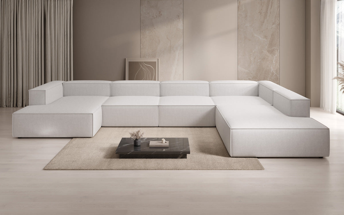 Designer sofa Lesley U XXL in linen look