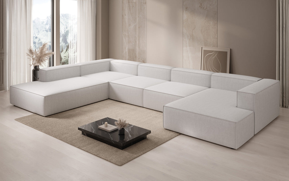 Designer sofa Lesley U XXL in linen look