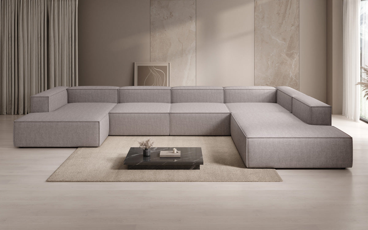 Designer sofa Lesley U XXL in linen look