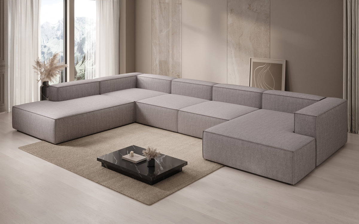 Designer sofa Lesley U XXL in linen look