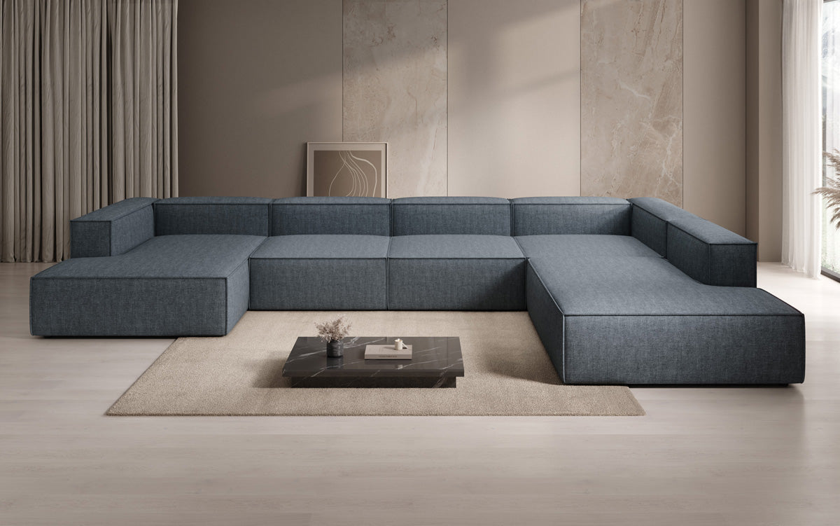 Designer sofa Lesley U XXL in linen look