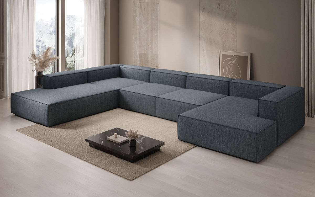 Designer sofa Lesley U XXL in linen look