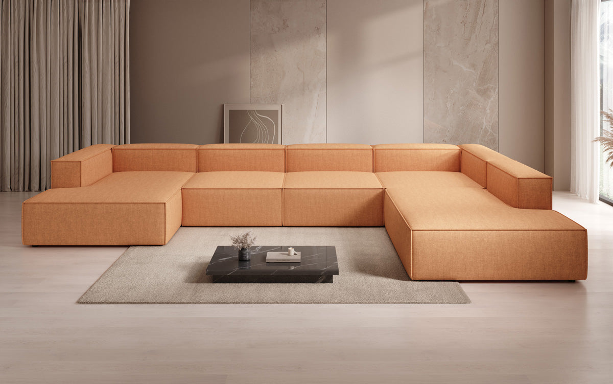 Designer sofa Lesley U XXL in linen look