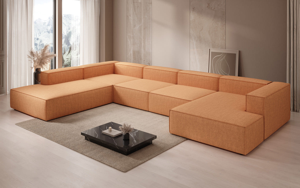 Designer sofa Lesley U XXL in linen look